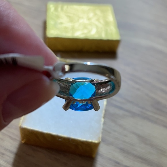 Blue Topaz Silver Ring New 7 - Picture 3 of 5